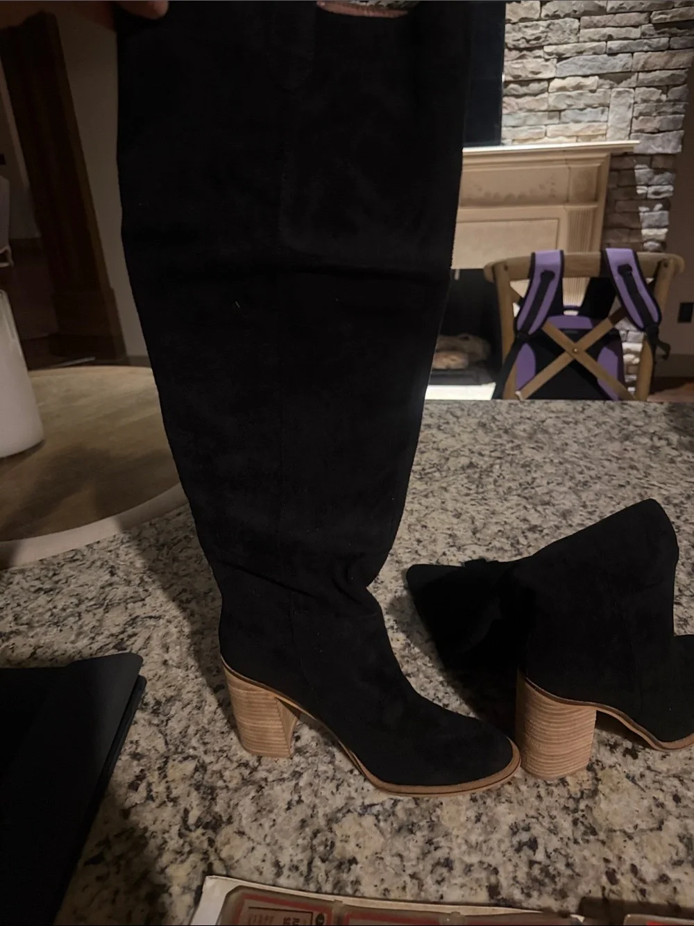 Women's Black Suede Knee-High Block Heel Boots new. From Vici. 8.5 women’s